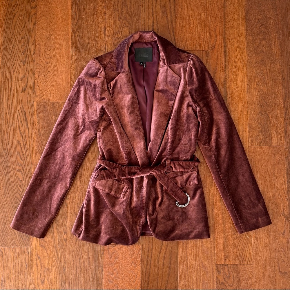 Paige Sorrenti Velvet Belted Blazer Old Rose Size S — image 4 of 8